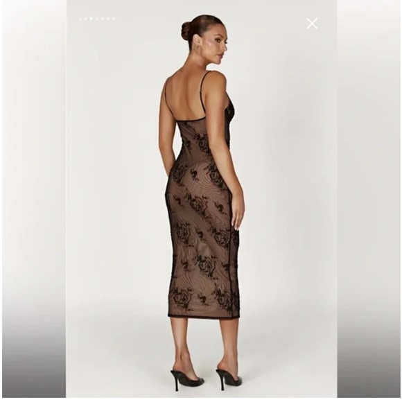 MESHKI Venice embroidered mesh midi dresss - Picture 3 of 8